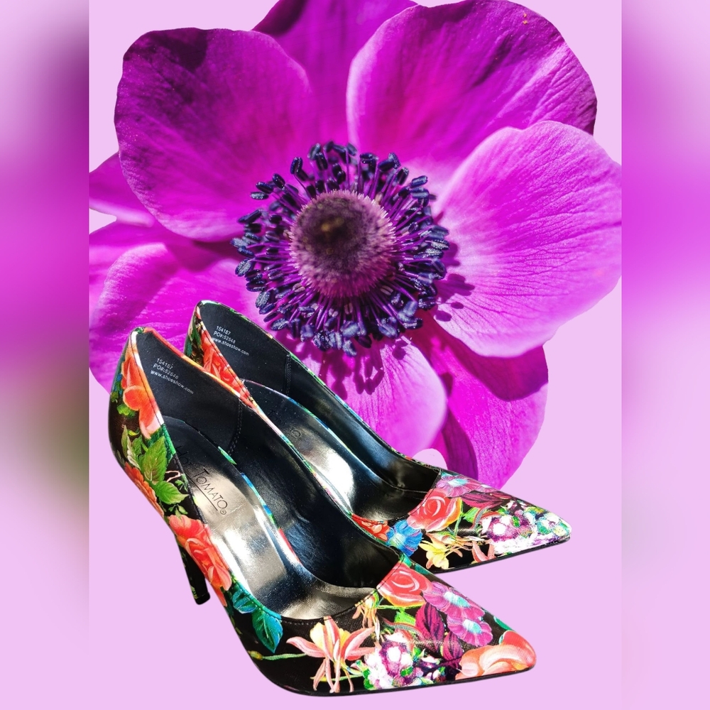 Hot Tomato Brand Women's Floral Heels - Picture 3 of 3